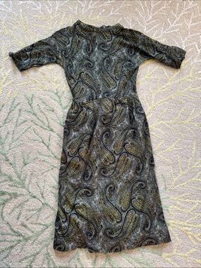 Vintage 1960s is David Crystal Paisley midi dress XS